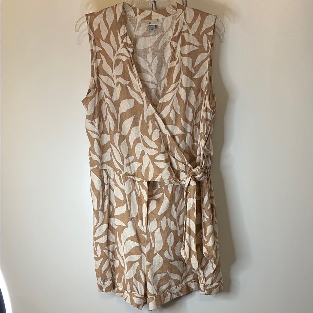 A New Day Leaf Print Wrap Romper (shorts)